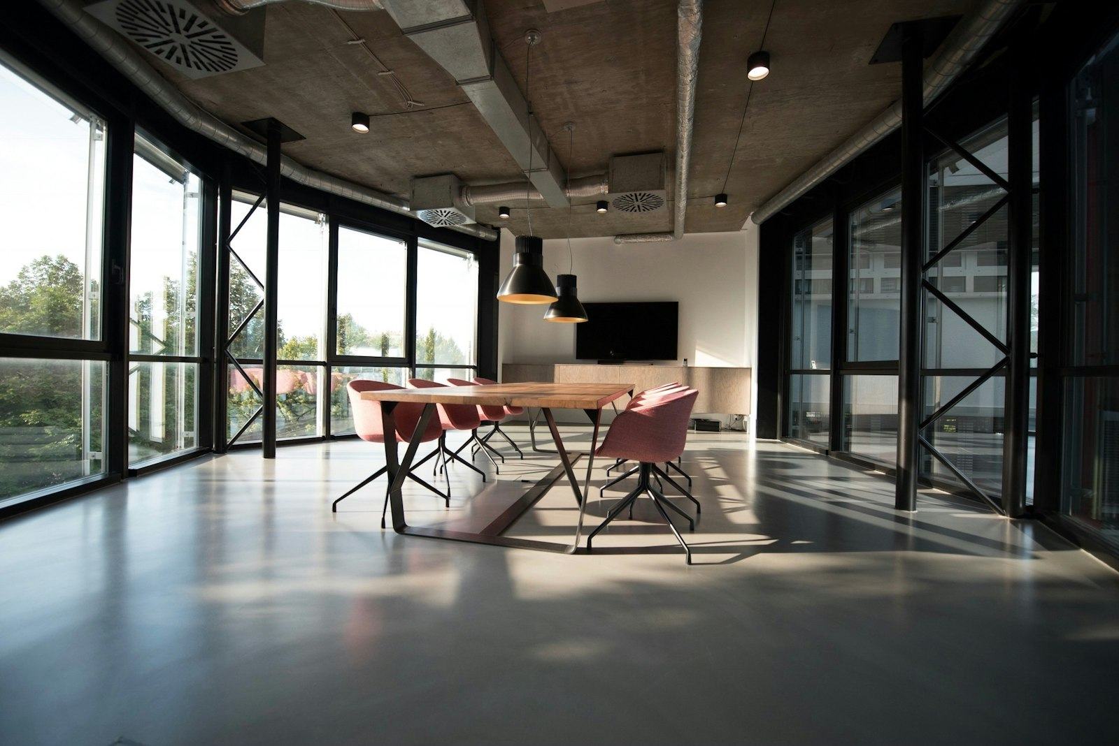 Bright modern office with a meeting table